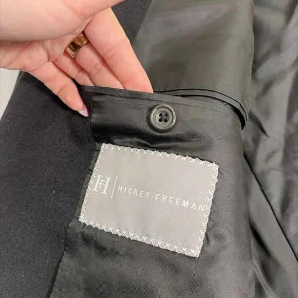 Hickey Freeman Black 100% Pure Cashmere Sport Coat Jacket Made in USA Blazer 43R